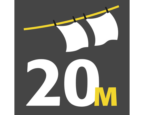 Symbol för en tvättlina med en längd på 20 meter