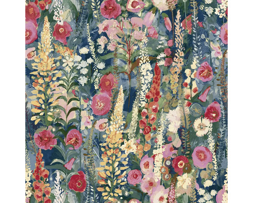 Tapet GRANDECO Delphinium Forest blå 10,05x0,53m Blommig tapet med blommönster