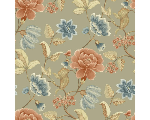 Tapet GRANDECO Blommig mörkbeige 0,53x10,05m