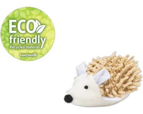 "Igelleksak av återvunnet material med symbolen ""Miljövänlig"""