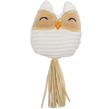 Dekorativ uggla gjord av plysch med bast fransar