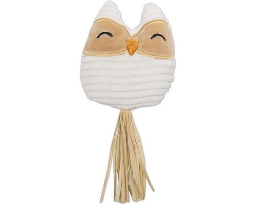 Dekorativ uggla gjord av plysch med bast fransar