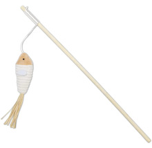 Kattfiske med fiskleksak av trä