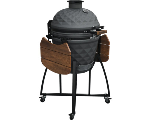 Keramisk grill med sidobord och hjul