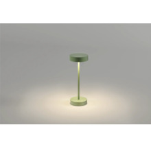 Grön bordslampa med rund fot och skärm