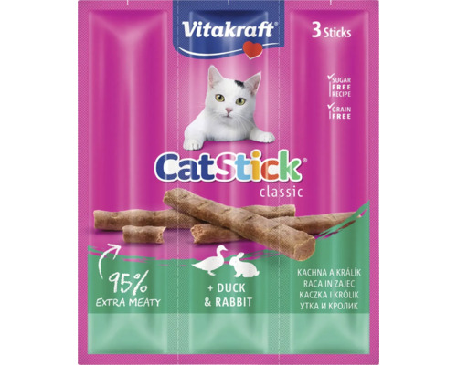 Vitakraft CatStick Classic kattgodis med anka och kanin, 3 stycken