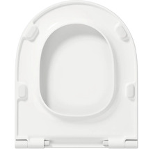 Vit toalettsits av plast, uppifrån