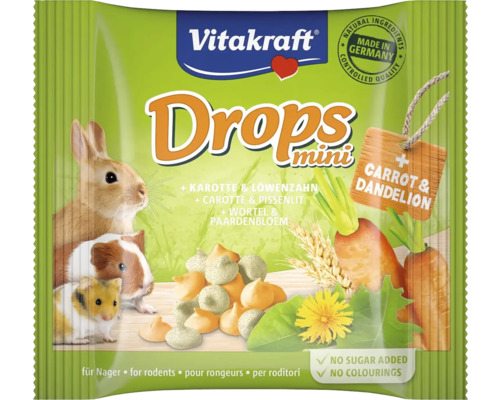 Vitakraft Drops Mini för gnagare med morot och maskros