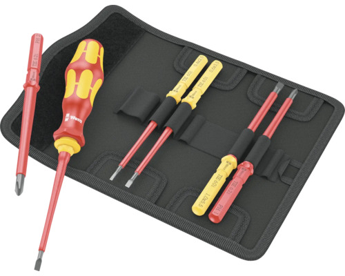 Wera skruvmejselset med flera skruvmejslar i en svart väska