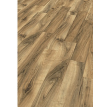 Närbild av ett laminatgolv med träutseende.