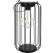 Svart solcellslampa i lyktform med glödlampa