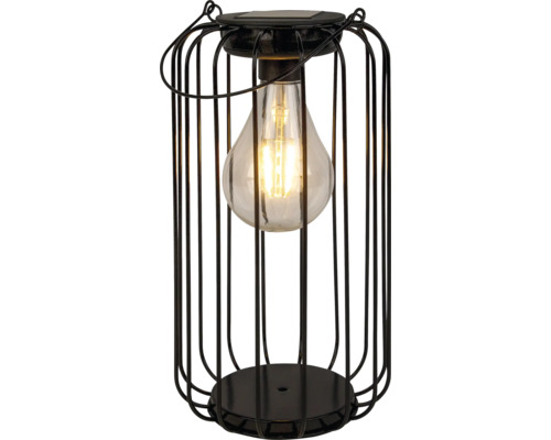 Solcellslampa med glödlampa i en metallbur