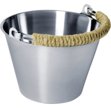 Rostfri hink med handtag och repomlindning