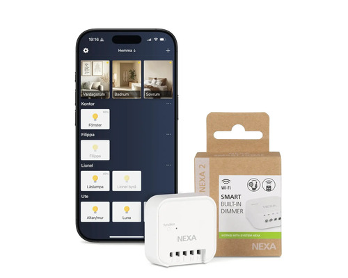 Nexa Smart Home System med smartphone och dimmer