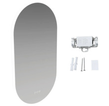 Oval spegel med belysning och fästmaterial
