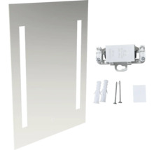 Rektangulär spegel med utskärningar och fästmaterial