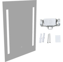 Rektangulär spegel med LED-belysning och monteringstillbehör