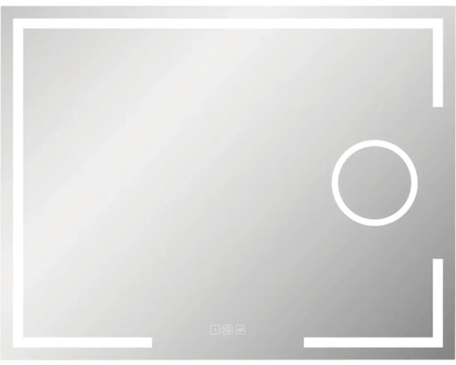 Rektangulär spegel med LED-ram och beröringssensor