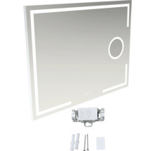 Rektangulär spegel med LED-belysning och monteringstillbehör