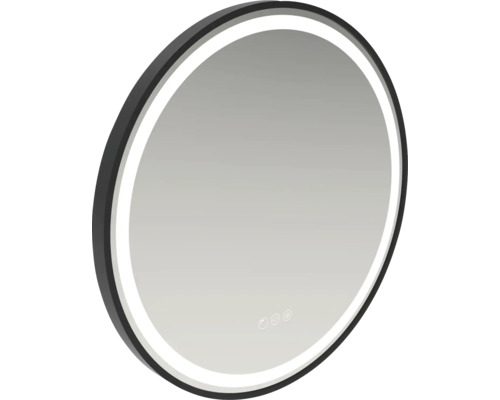Rund spegel med LED-belysning och beröringssensor