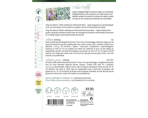 Information om odling och egenskaper hos Aster blomfrön