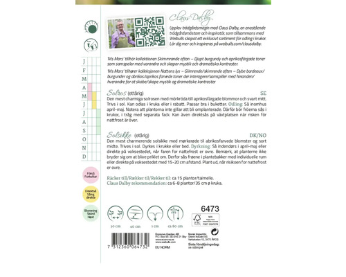 Information om sådd och skötsel av ettåriga solrosor