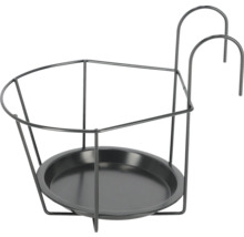 Blomlådehållare i metall med runt underlägg