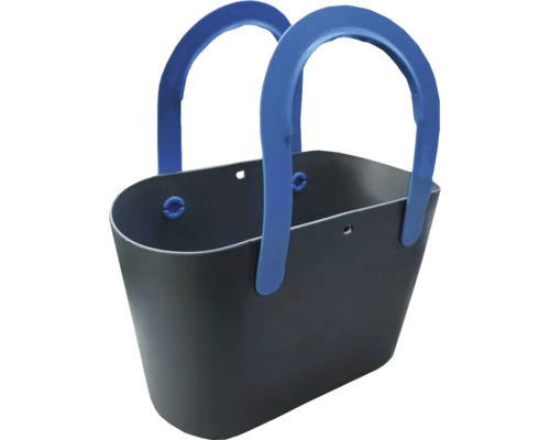 Grå shoppingkorg med blå handtag