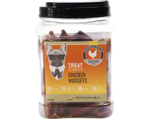 Treat Eater Chicken Nuggets för hundar i en genomskinlig burk