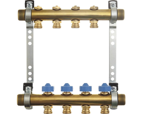 Värmekretsfördelare av mässing med monteringsfäste