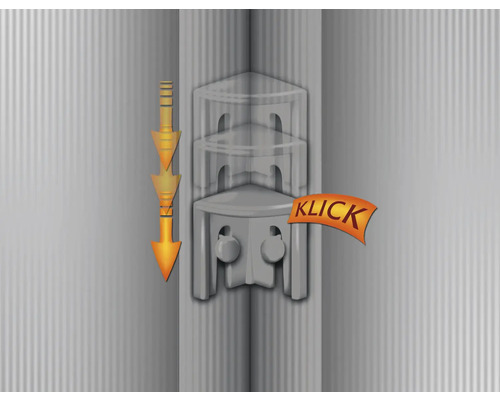 Hörnmontering med pil och klickindikation