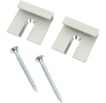 Två fästklämmor med två skruvar