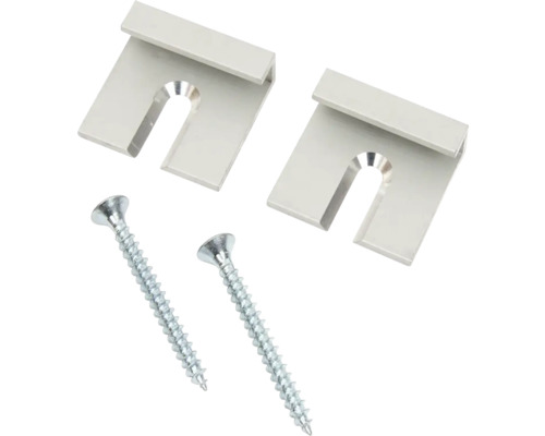 Två fästklämmor med två skruvar