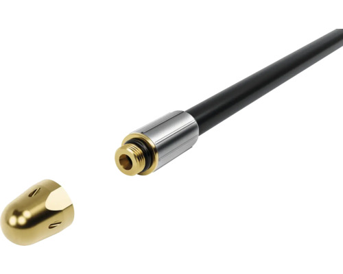 Avloppsrengöringsmunstycke med rörrengöringsspiral