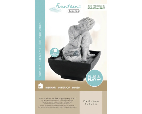 Dekorativ fontän med Buddhafigur för användning inomhus och utomhus