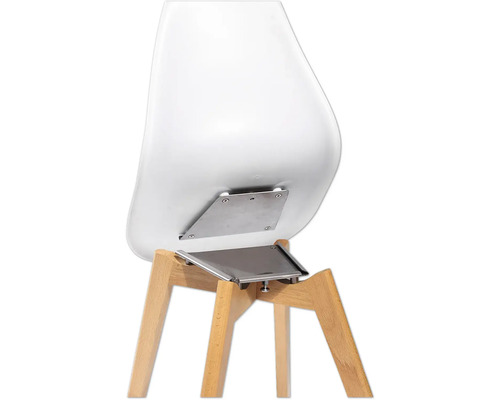 Detalj av en stol med träben och sitsfäste