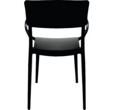 Svart stol med armstöd och sittdyna