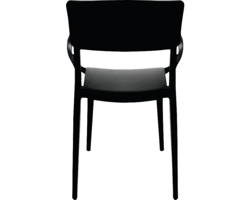 Svart stol med armstöd och sittdyna