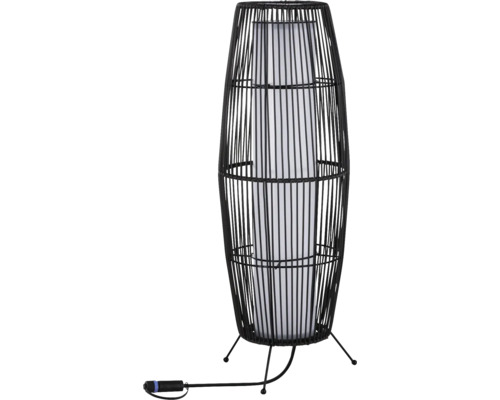 Golvlampa med rottinglook och lampskärm