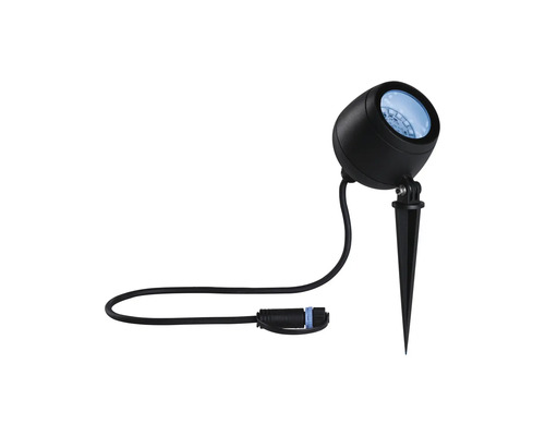 Svart LED trädgårdsbelysning med markspett och kabel