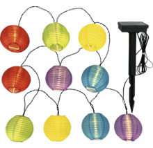 Ljusslinga med solpanel och färgglada papperslyktor