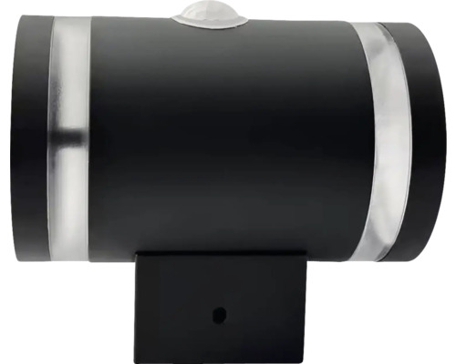 Svart utomhusvägglampa med rörelsesensor