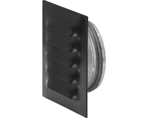 Ventilationsgaller FRESH metall med stos och insektsraster svart Ø125 mm #165 Ventilationsgaller med lameller för väggmontering