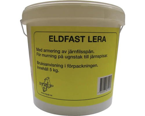 Eldfast Lera med järnfilsspån 5 kg max temperatur 1475ᵒ C Eldfast murbruk i en hink för ugnsreparationer
