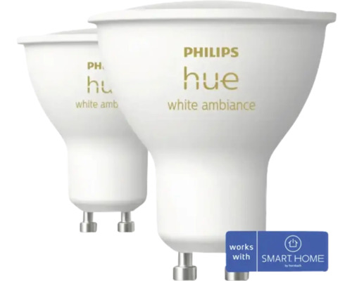 LED-lampa PHILIPS HUE GU10 White Ambiance 2 styck Två Philips Hue White Ambiance-lampor