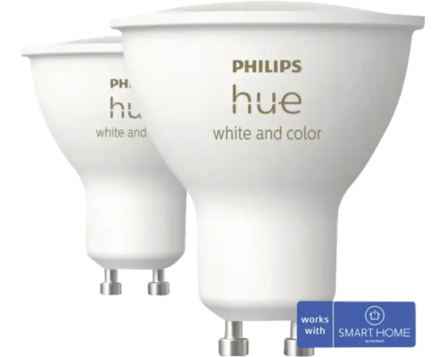 LED-lampa PHILIPS HUE White & Color Ambiance 4,2W GU10 2-pack Två Philips Hue-lampor för inomhusbruk