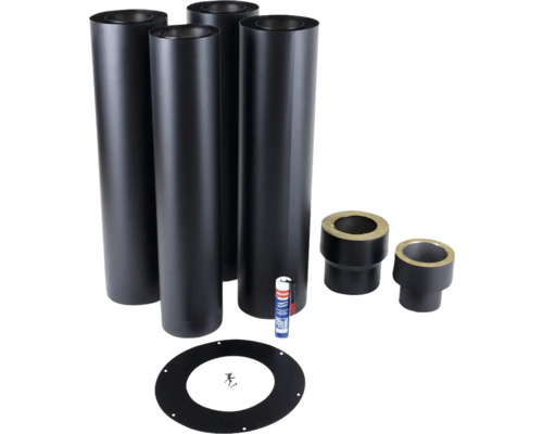 Skorstenspaket SAFEPIPE I NORDEN grundpaket svart metall 4 m ø 150¨mm