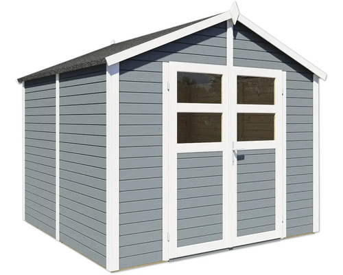 Trädgårdsskjul med dubbeldörr och fönster