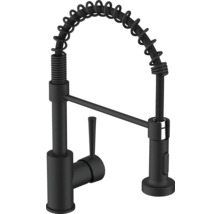 Svart köksblandare med spiralfjäder