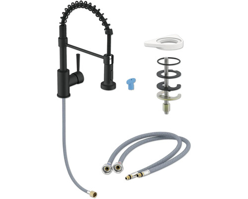 Köksblandare med duschslang, monteringsmaterial och flexibla anslutningsslangar